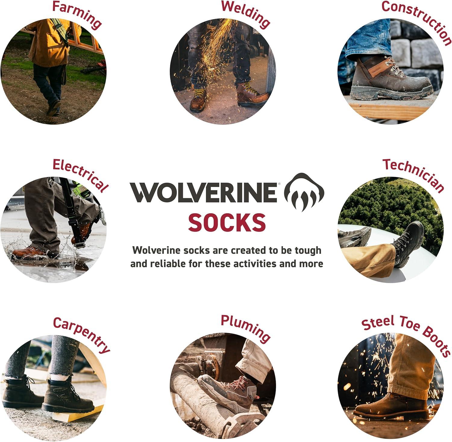 imageWolverine Mens All Season Work Mid Calf Socks 2PackGray Heather