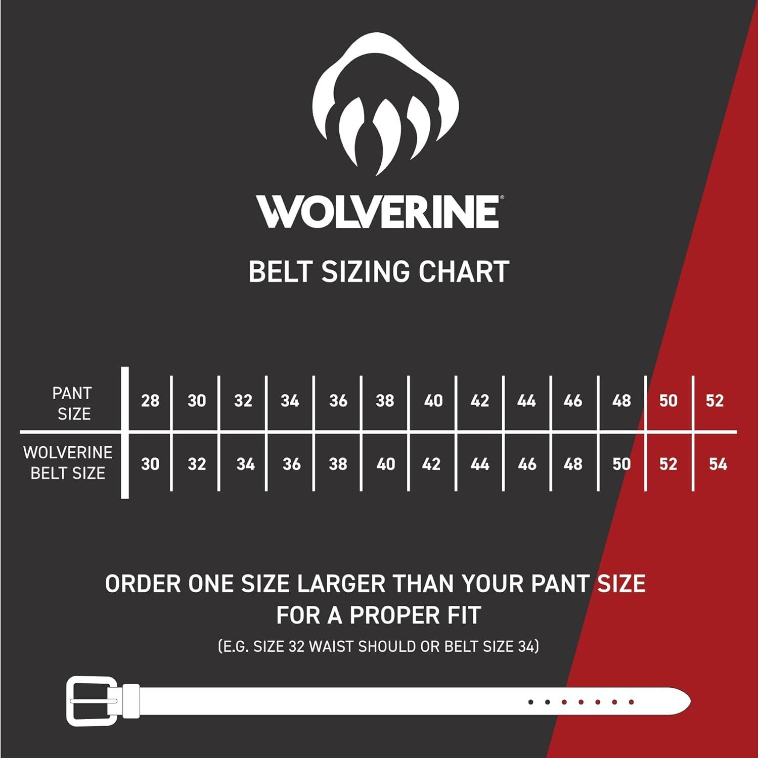 imageWolverine Mens Full Grain Leather Work Belt Workwear Heavy Duty Utility Rugged Durable Metal BuckleRugged Patch Black