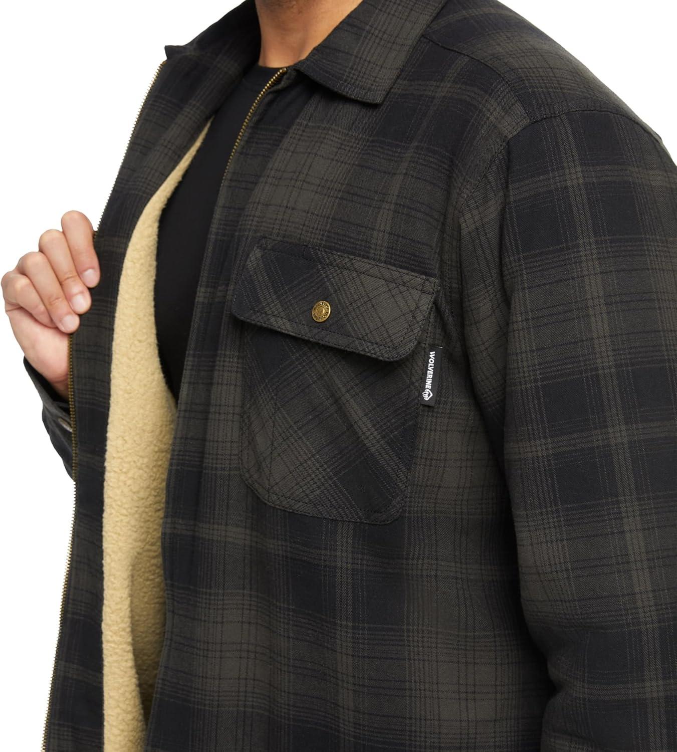imageWolverine Mens Hastings Sherpa Lined Zip Shirt JacketShadow Gray