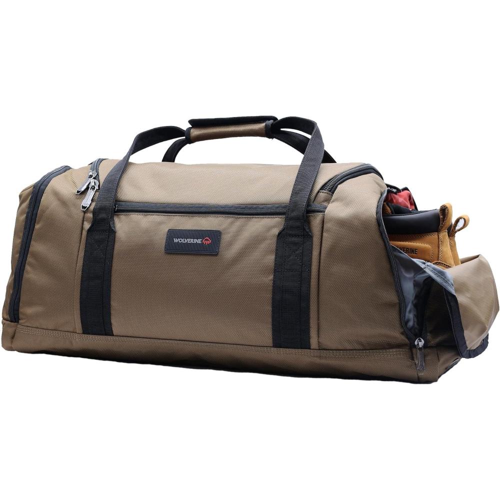 imageWOLVERINE 26quot Duffel with Ventilated Boot Compartment Water ampamp Dirt Resistant Gunmetal One SizeChestnut