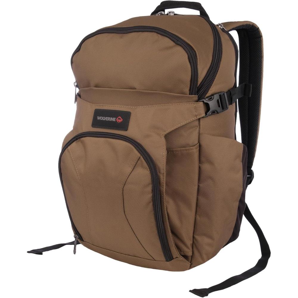 imageWOLVERINE 33L Backpack with Large Main Laptop Compartment and Cooling Straps Cargo ProBlackCargo Pro Chestnut
