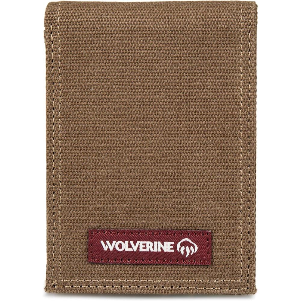 imageWOLVERINE Mens Slim Wallet  Card Case  Money Clip  RFID Protection  ID Window  Rugged  Leather  CanvasGuardian Cotton  Chestnut