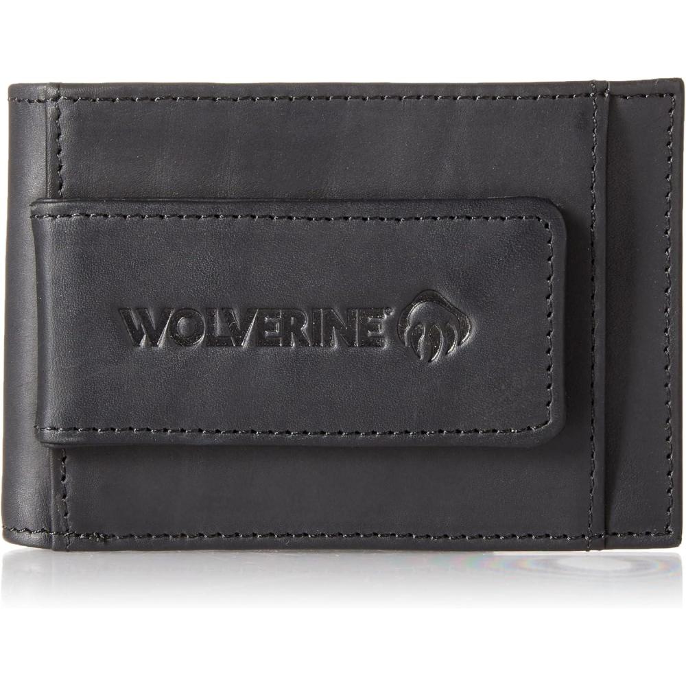 imageWOLVERINE Mens Slim Wallet  Card Case  Money Clip  RFID Protection  ID Window  Rugged  Leather  CanvasRaider  Black