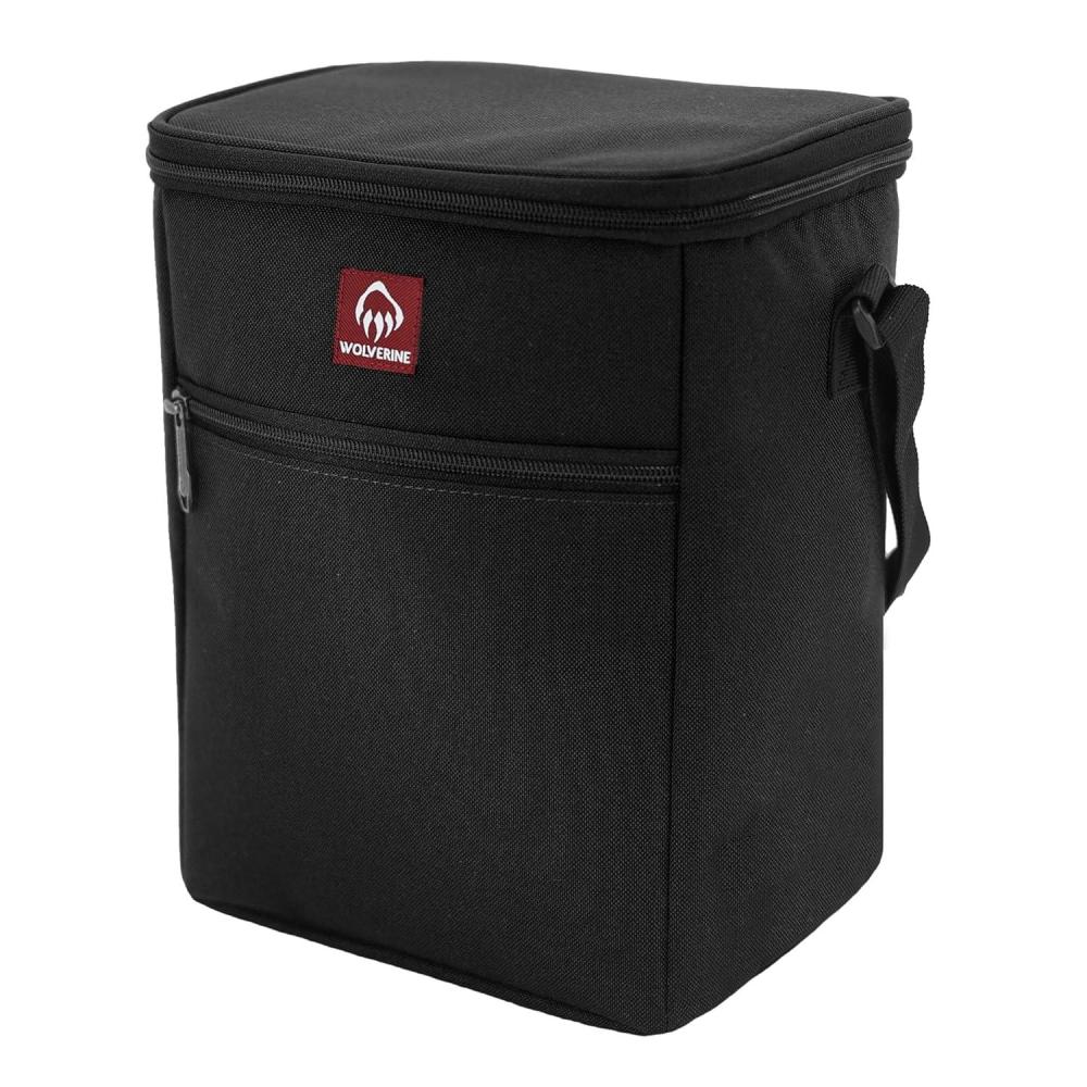 imageWolverine 24 Can Cooler  Insulated  Reusable  Heavy Duty  Water Resistant  Worksite  Outdoor  Travel  Tailgating  Durable  Adjustable  Large Capacity  Polyester Canvas  ChestnutBlack