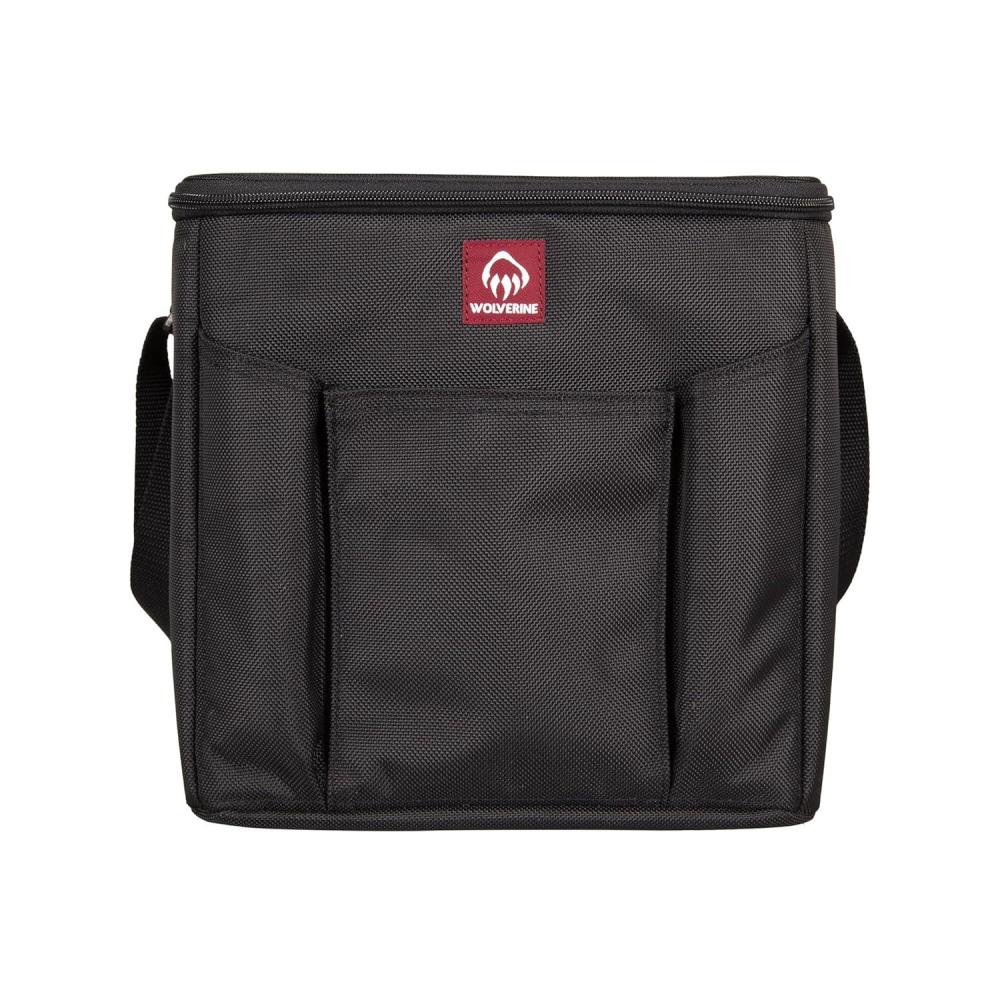 imageWolverine 24 Can Cooler Insulated Reusable Heavy Duty Water Resistant Worksite Outdoor Travel Tailgating Durable Adjustable Large Capacity Polyester Canvas ChestnutTrue Black