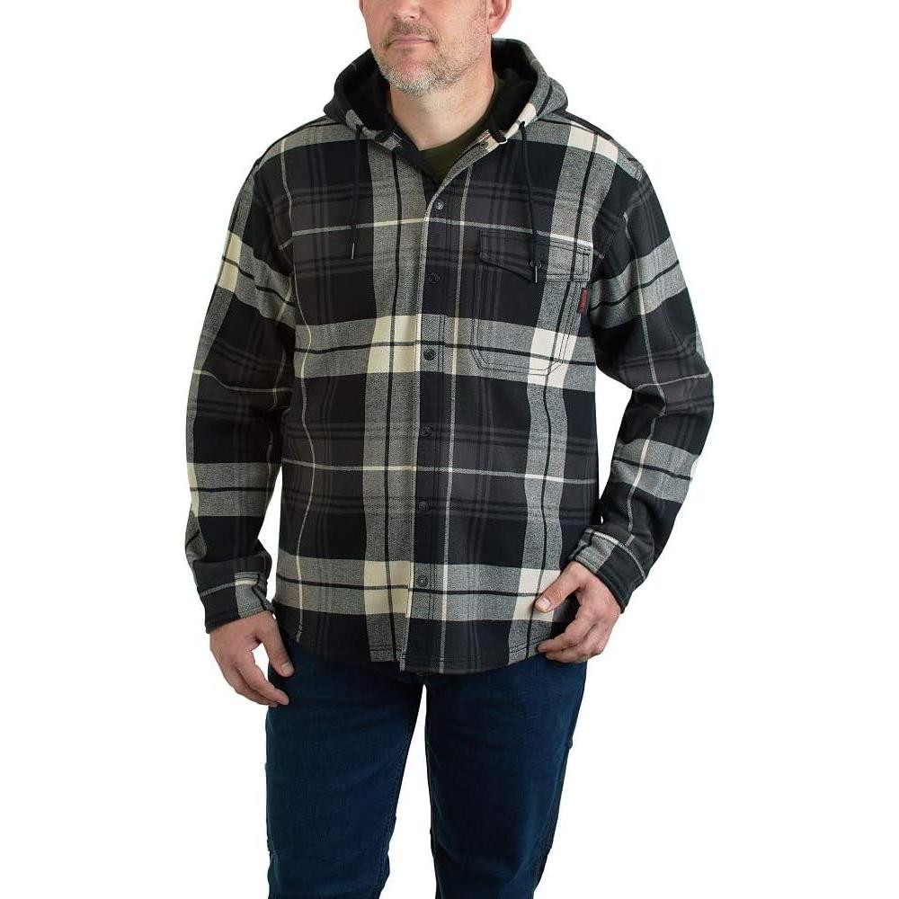 imageWolverine Mens Bucksaw Hooded Flannel Shirt JacGunmetal Plaid