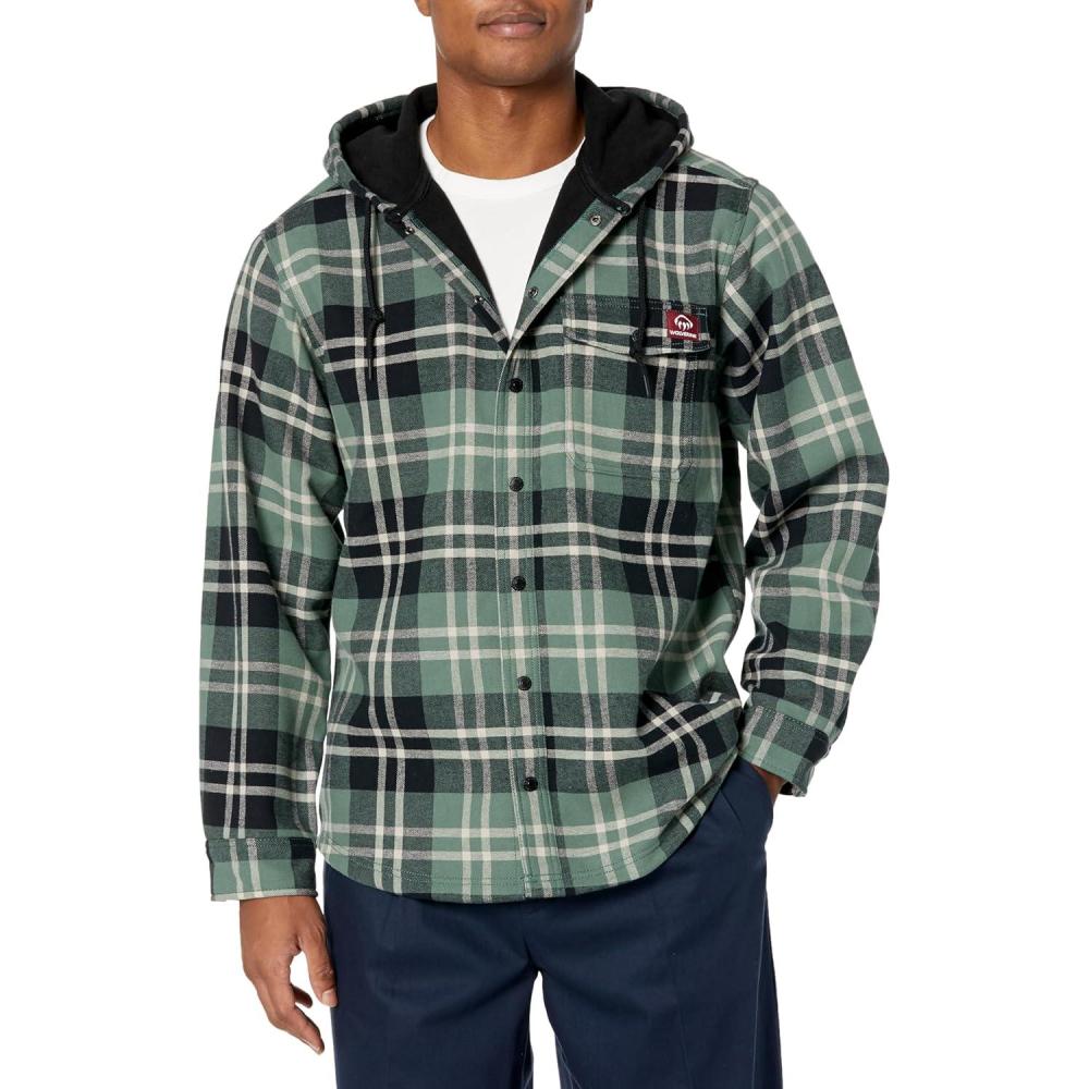 imageWolverine Mens Bucksaw Hooded Flannel Shirt JacHemlock Plaid