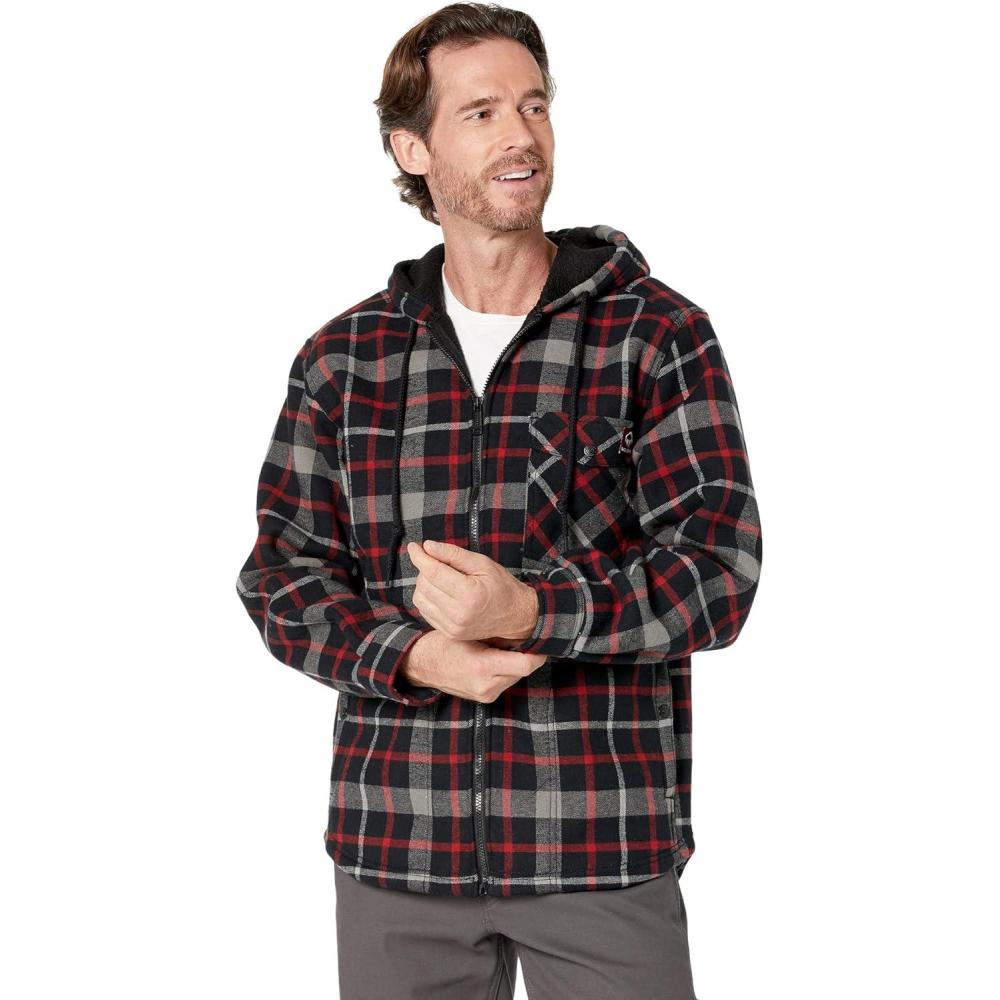 imageWolverine Mens Bucksaw Sherpa Lined Shirt JacketDark Red Plaid