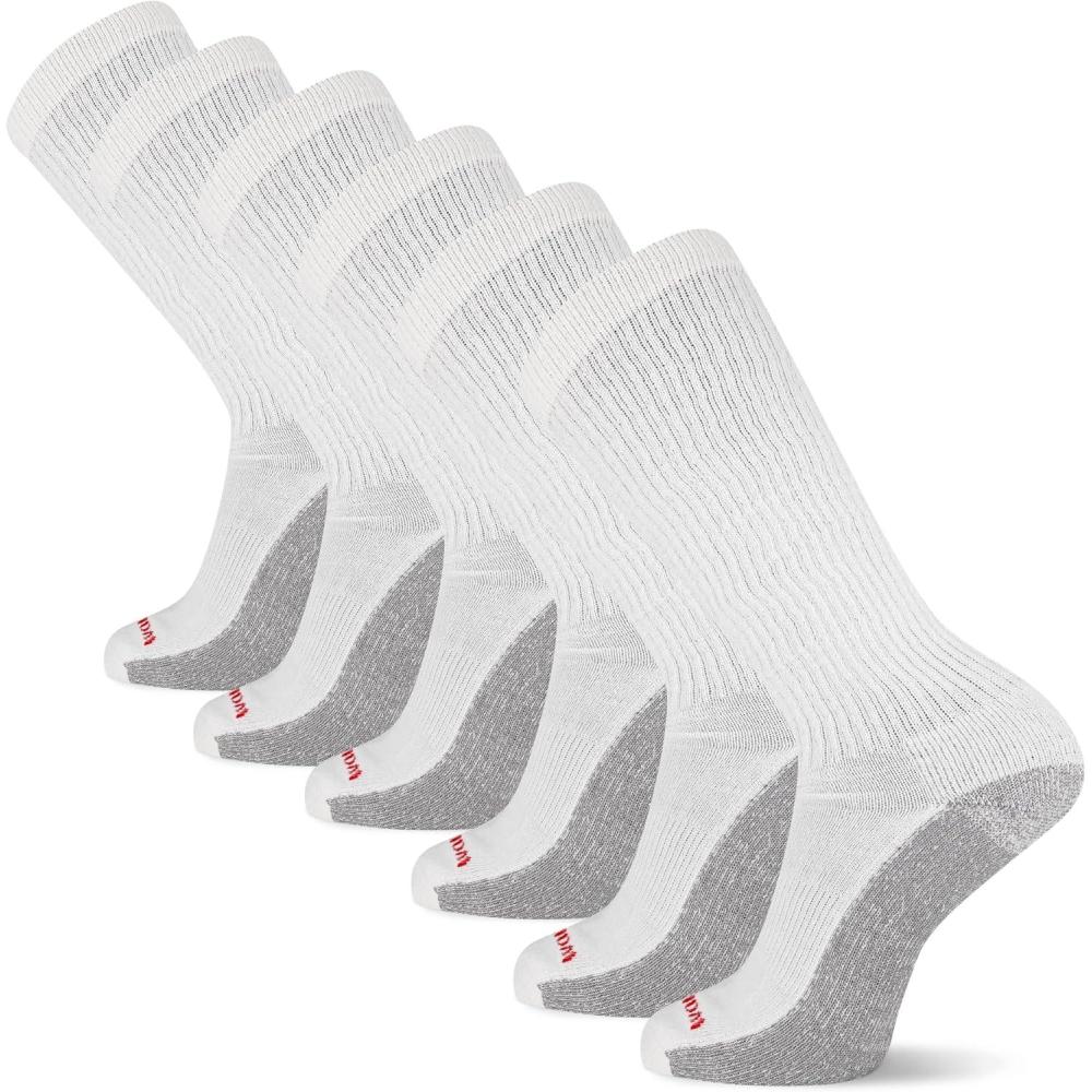 imageWolverine Mens Cotton Comfort Crew Socks 6PackCrew White