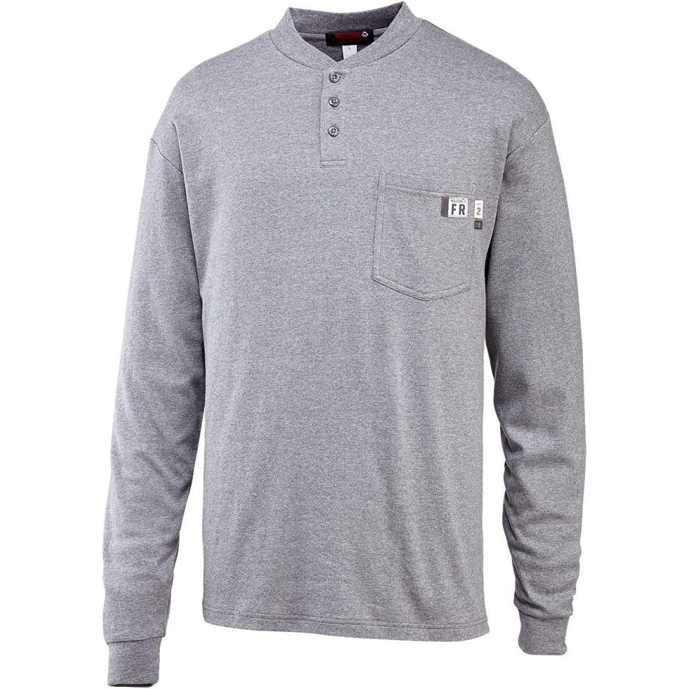 imageWolverine Mens Flame Resistant Long Sleeve Henley TshirtAsh