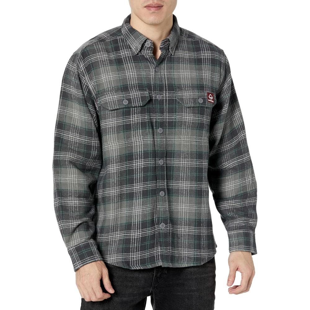 imageWolverine Mens Glacier Heavyweight Long Sleeve FlannelGreystone Plaid