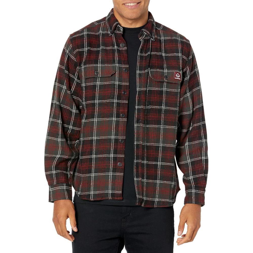 imageWolverine Mens Glacier Heavyweight Long Sleeve FlannelMidnight Blk Pl