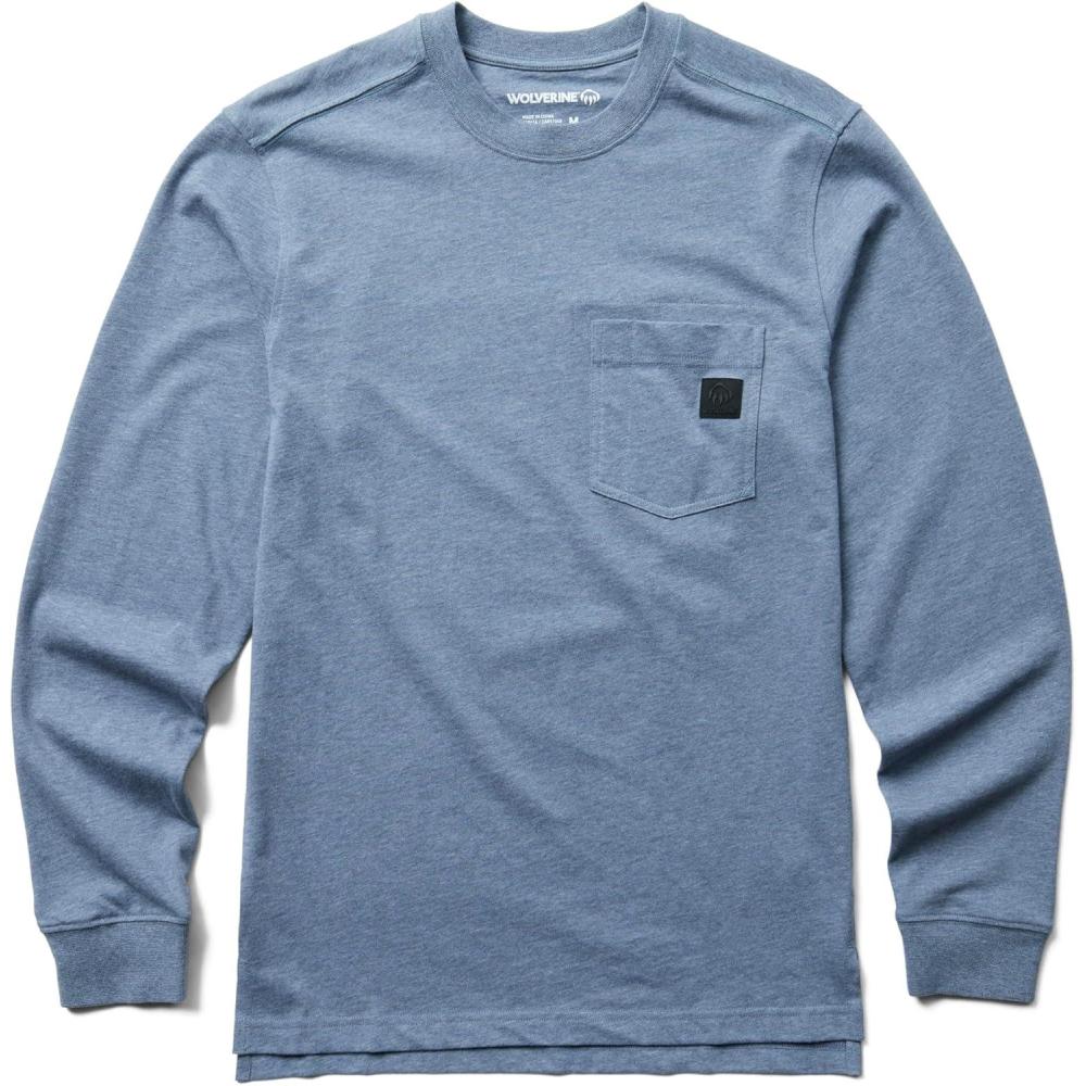 imageWolverine Mens Guardian Cotton Long Sleeve Pocket TeeBlue Heather