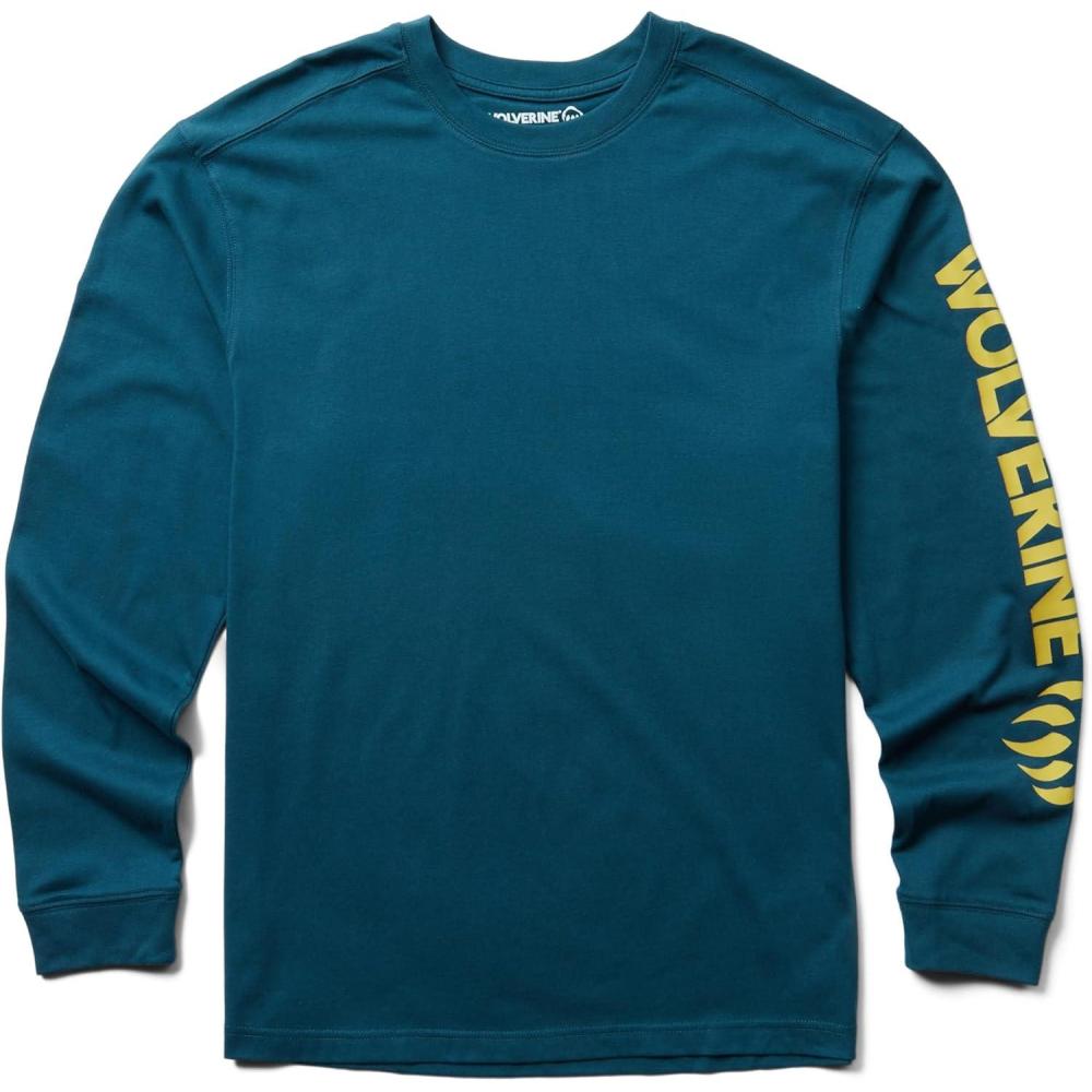 imageWolverine Mens Long Sleeve Graphic TeeInk Blue