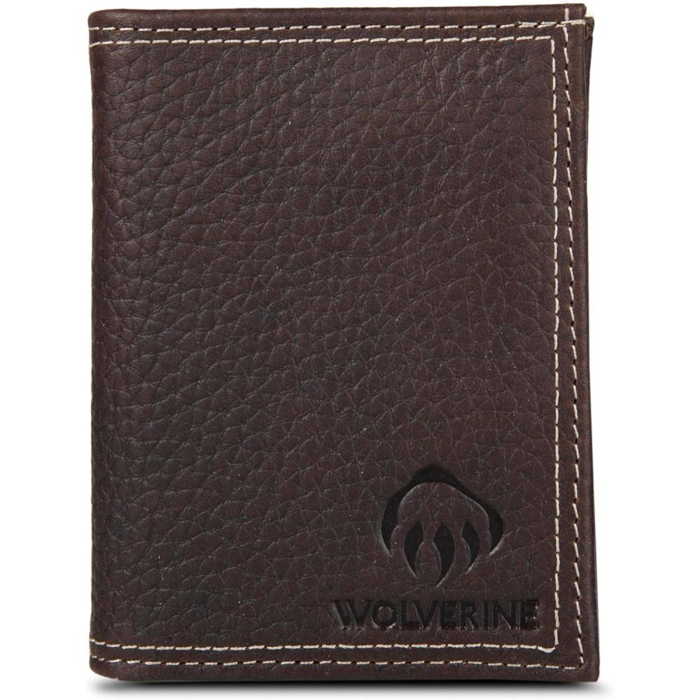 imageWolverine Mens Marquette LFold Bifold Wallet  RFID Protection  ID Wondow  Card Slots  Bill Pocket  Slip Pocket  Durable  Pebbled Leather  Brown