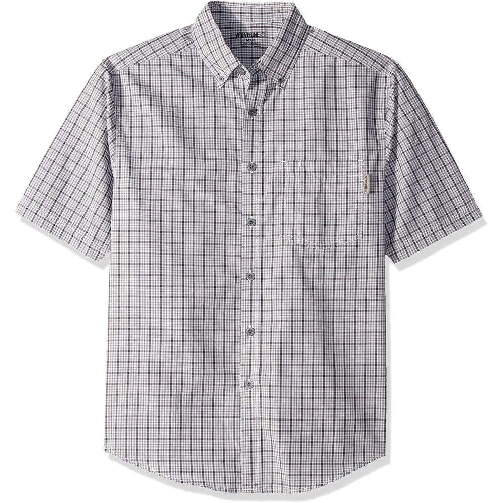imageWolverine Mens Mortar Short Sleeve ShirtLight Gray Plaid