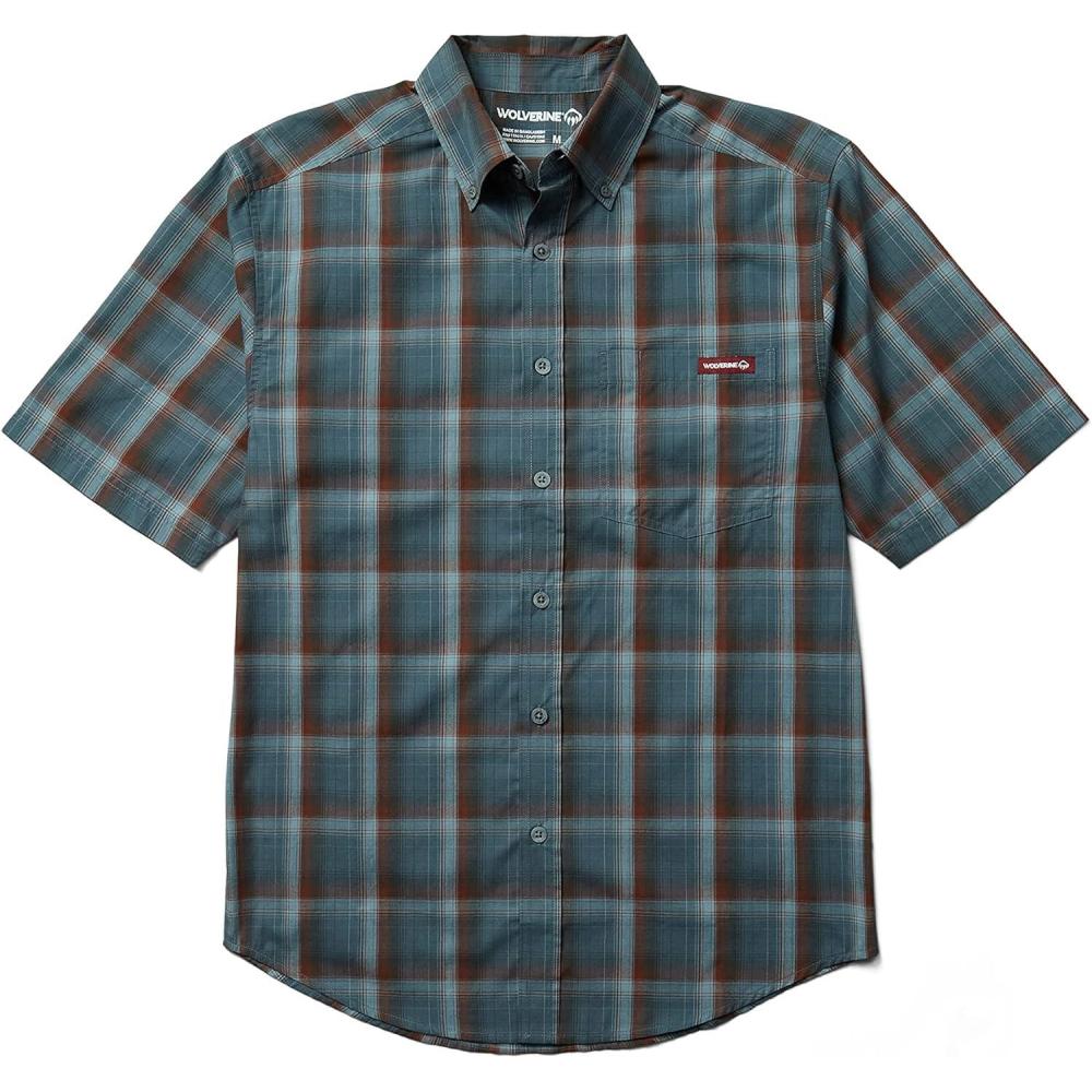imageWolverine Mens Mortar Short Sleeve ShirtSlate Blue Plaid