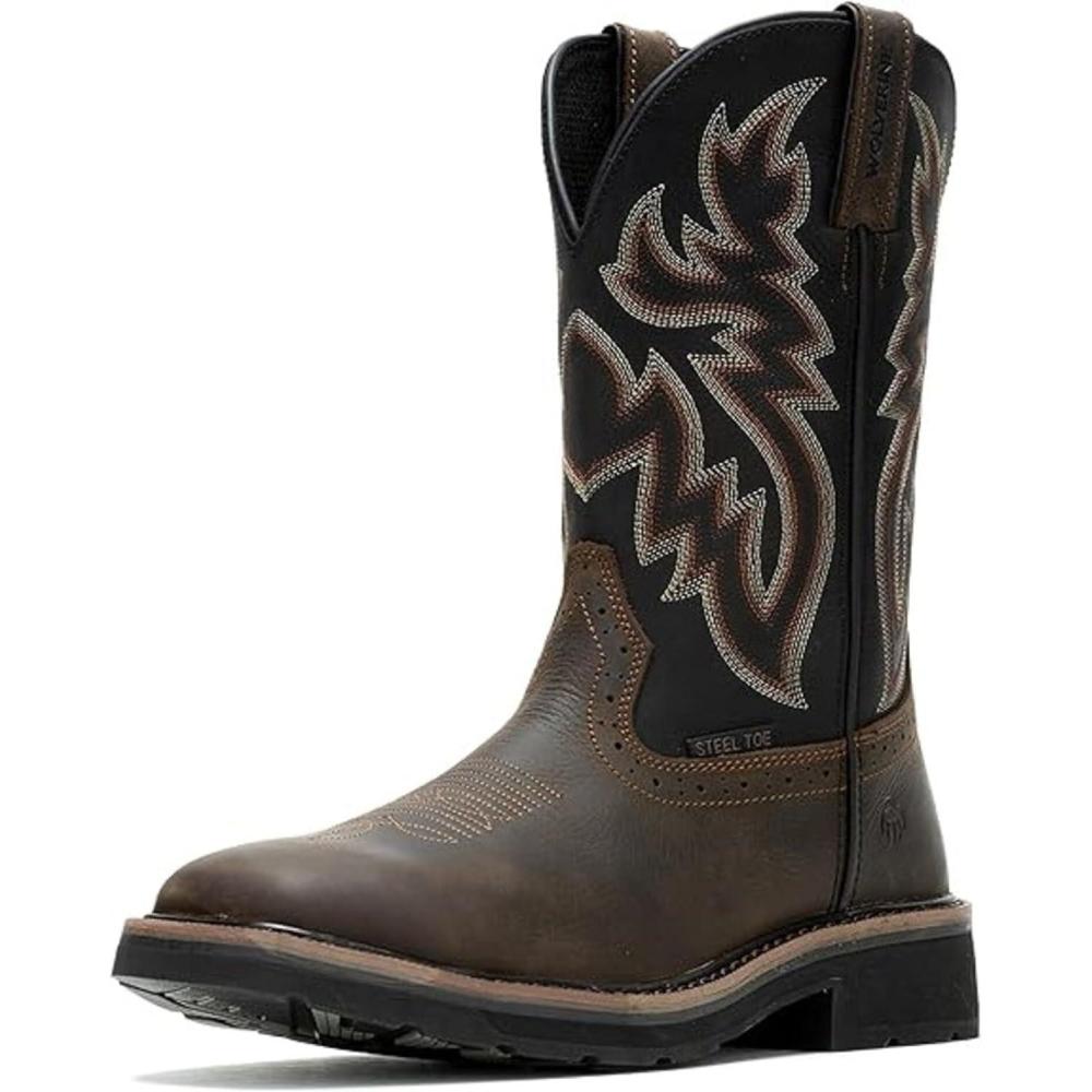 imageWolverine Mens Rancher Steel Toe 10in Work BootsDark BrownBlack