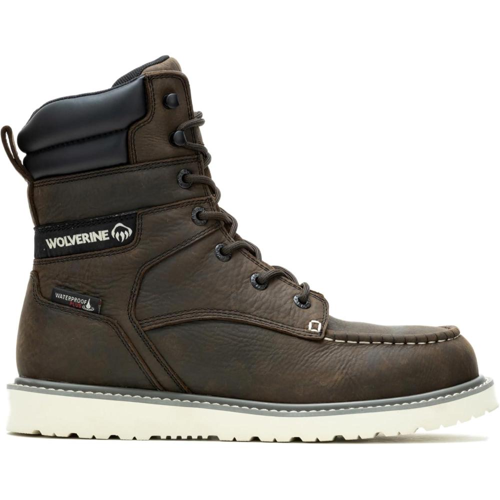 imageWolverine Mens Trade Wedge Waterproof Steel Toe 8quot Construction BootDark Brown