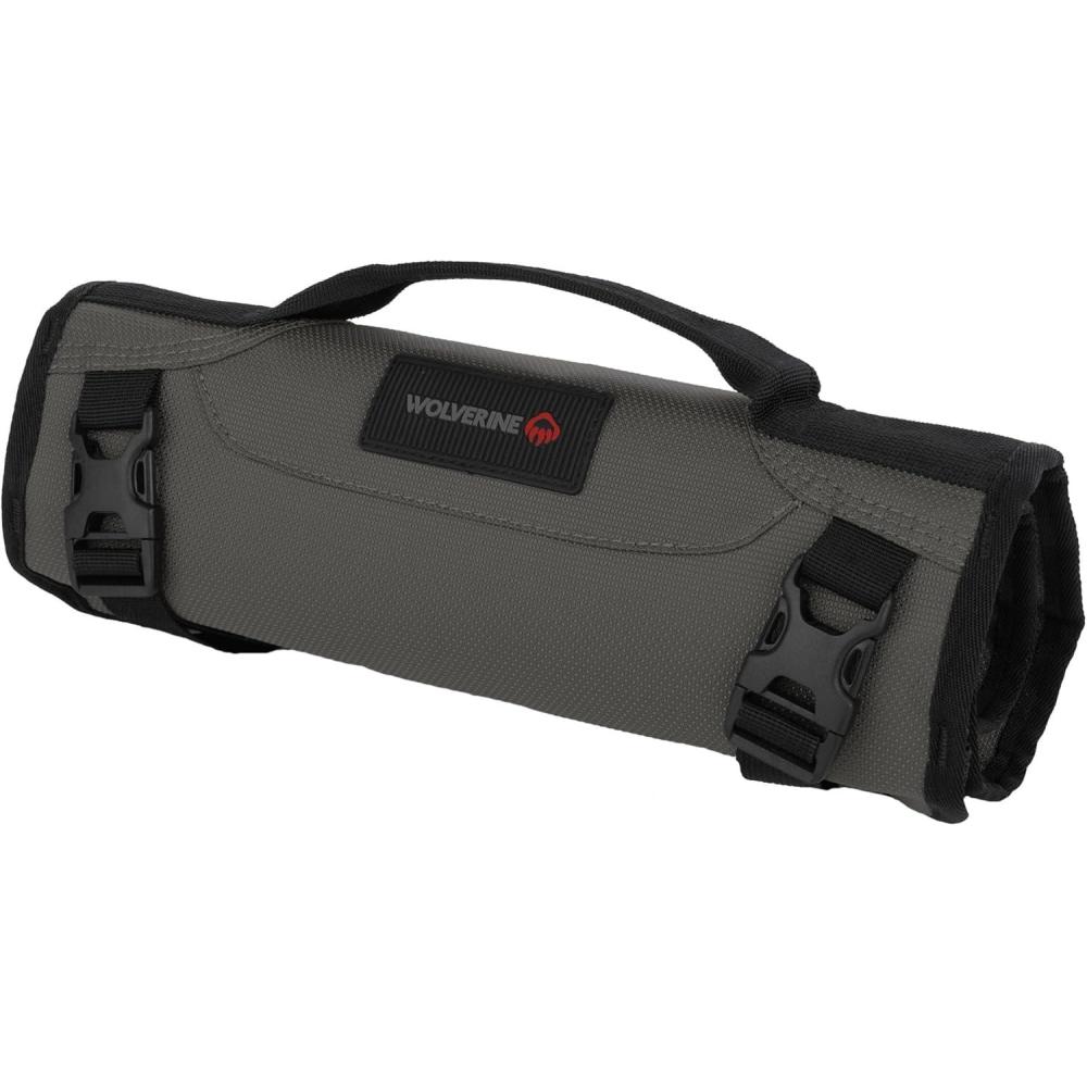 imageWolverine Tool Bag Tote  Utility Roll  Durable Nailhead Nylon Adjustable Straps and Versatile PocketsGrey