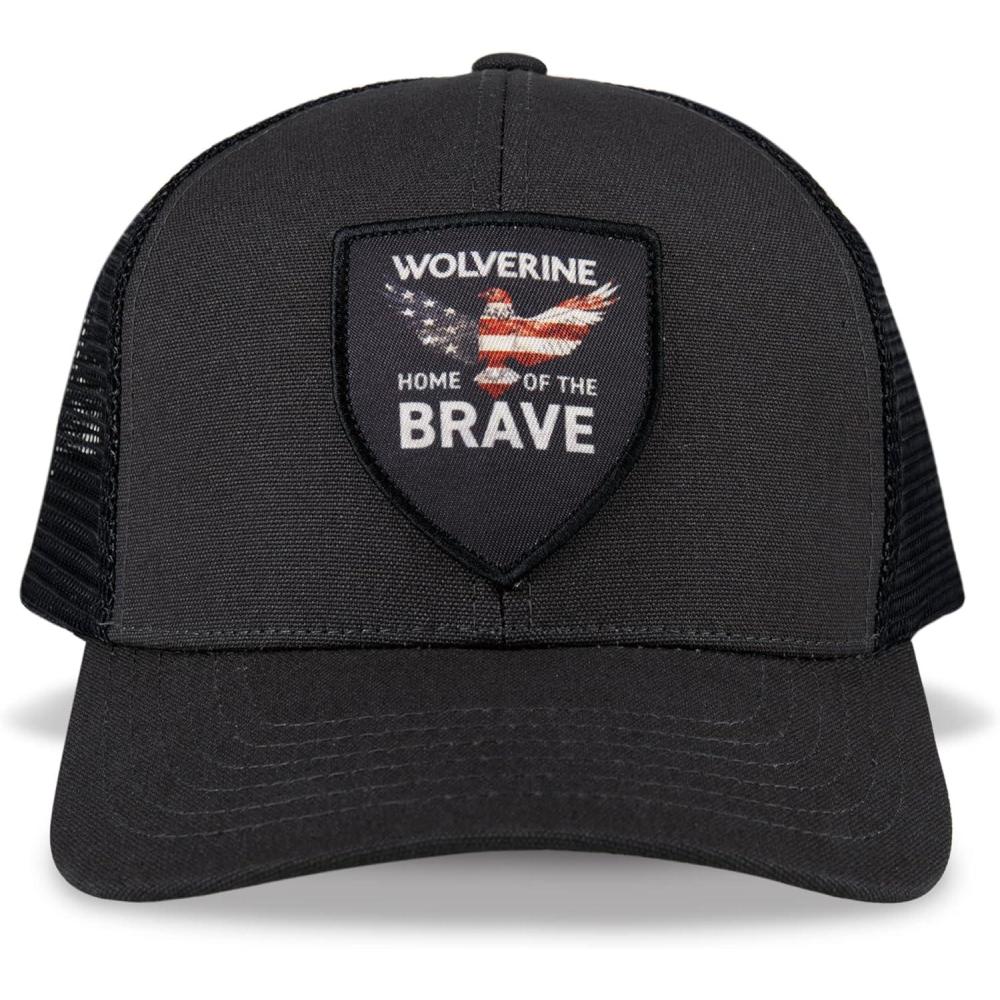 imageWolverine UnisexAdult Trucker Hat Snap Back Baseball Cap for Men and Women One Size Fits MostHome of the Brave  Onyx