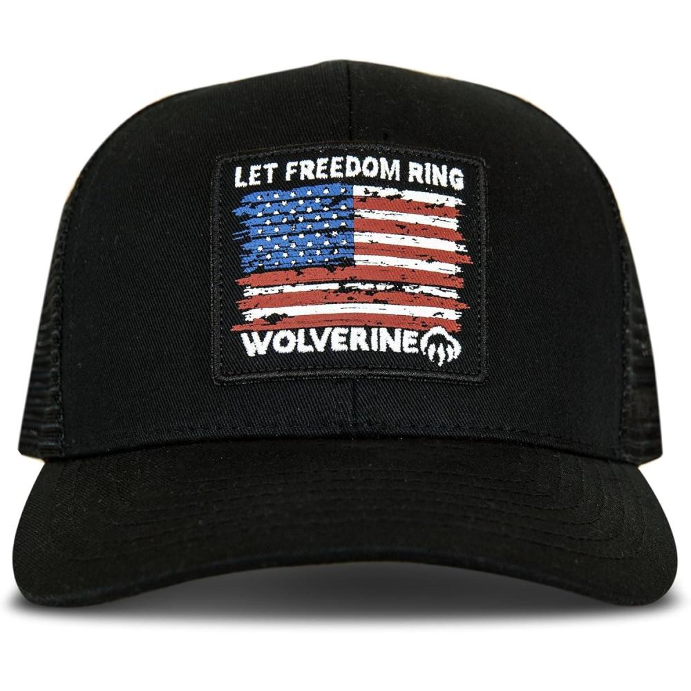 imageWolverine UnisexAdult Trucker Hat Snap Back Baseball Cap for Men and Women One Size Fits MostLet Freedom Ring  Black