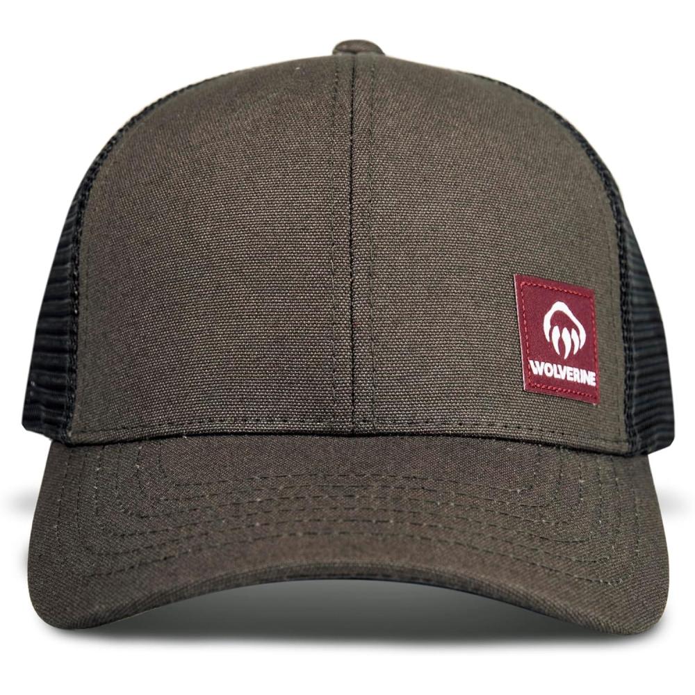 imageWolverine UnisexAdult Trucker Hat Snap Back Baseball Cap for Men and Women One Size Fits MostRed Logo  Black Olive