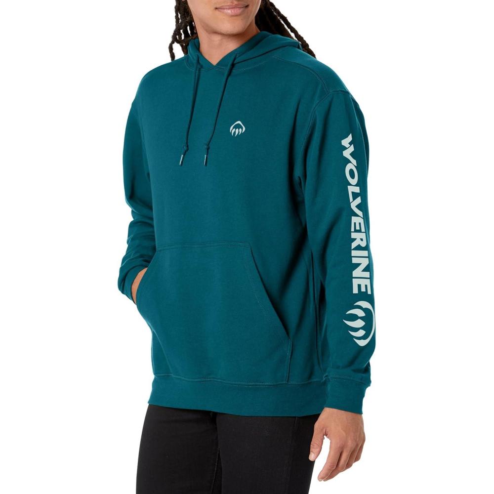 imageWolverine mens Graphic Hoodie  Sleeve LogoInk Blue Sleeve Logo