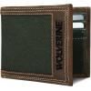 WOLVERINE Men’s Canvas/Leather Bifold Wallet | RFID Protection | ID Window | Card Slots | Bill Pocket | Durable | Leather | Canvas(Canvas/Leather – Black/Olive)