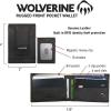 WOLVERINE Men’s Slim Wallet | Card Case | Money Clip | RFID Protection | ID Window | Rugged | Leather | Canvas(Rugged – Black)