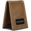 WOLVERINE Men’s Slim Wallet | Card Case | Money Clip | RFID Protection | ID Window | Rugged | Leather | Canvas(Rugged – Brown)