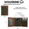 Wolverine Men’s Bifold Wallet | RFID Protection | ID Window | Card Slots | Bill Pocket | Durable | Leather | Canvas(Canvas/Leather – Black/Olive)