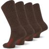 Wolverine Men’s Cotton Boot Crew Cotton Cushioning Socks (4-Pack)(Dark Brown)