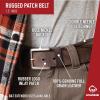 Wolverine Men’s Full Grain Leather Work Belt | Workwear | Heavy Duty | Utility | Rugged | Durable | Metal Buckle(Rugged Patch – Brown)