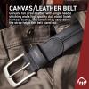 Wolverine Men’s Reversible Full Grain Leather Belt | Heavy Duty | Workwear | Casual | Durable | Metal Buckle(Canvas/Leather – Black)