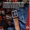 Wolverine Men’s Reversible Full Grain Leather Belt | Heavy Duty | Workwear | Casual | Durable | Metal Buckle(Canvas/Leather – Brown)