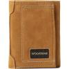 Wolverine Men’s Bifold Wallet | RFID Protection | ID Window | Card Slots | Bill Pocket | Durable | Leather | Canvas(Raider L-Fold – Brown)