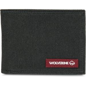 WOLVERINE Men’s Canvas/Leather Bifold Wallet | RFID Protection | ID Window | Card Slots | Bill Pocket | Durable | Leather | Canvas(Guardian Cotton – Onyx)