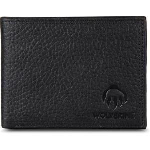 WOLVERINE Men’s Canvas/Leather Bifold Wallet | RFID Protection | ID Window | Card Slots | Bill Pocket | Durable | Leather | Canvas(Marquette – Black)