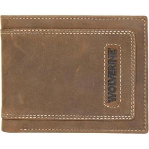 WOLVERINE Men’s Canvas/Leather Bifold Wallet | RFID Protection | ID Window | Card Slots | Bill Pocket | Durable | Leather | Canvas(Rigger – Brown)