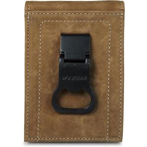 WOLVERINE Men’s Slim Wallet | Card Case | Money Clip | RFID Protection | ID Window | Rugged | Leather | Canvas(Rigger – Brown)