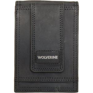 WOLVERINE Men’s Slim Wallet | Card Case | Money Clip | RFID Protection | ID Window | Rugged | Leather | Canvas(Rugged – Black)