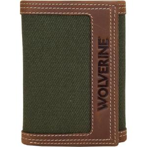Wolverine Men’s Bifold Wallet | RFID Protection | ID Window | Card Slots | Bill Pocket | Durable | Leather | Canvas(Canvas/Leather – Black/Olive)