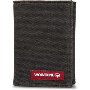 Wolverine Men’s Bifold Wallet | RFID Protection | ID Window | Card Slots | Bill Pocket | Durable | Leather | Canvas(Guardian Cotton – Onyx)