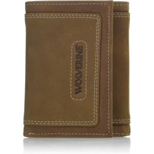 Wolverine Men’s Bifold Wallet | RFID Protection | ID Window | Card Slots | Bill Pocket | Durable | Leather | Canvas(Rugged – Brown)