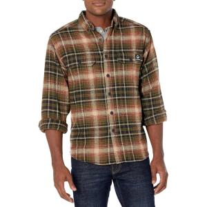 Wolverine Mens Glacier Heavyweight Long Sleeve Flannel(Khaki Plaid)