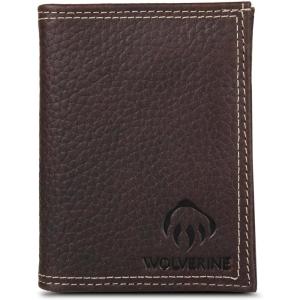 Wolverine Mens Marquette L-Fold Bifold Wallet | RFID Protection | ID Wondow | Card Slots | Bill Pocket | Slip Pocket | Durable | Pebbled Leather – Brown