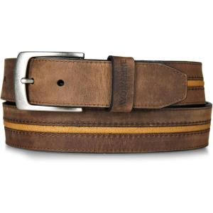 Wolverine Men’s Reversible Full Grain Leather Belt | Heavy Duty | Workwear | Casual | Durable | Metal Buckle(Canvas/Leather – Brown)