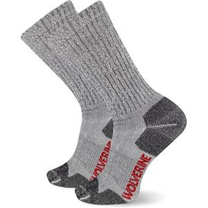Wolverine Men’s Safety Toe Work Boot Crew Socks (2-Pack)(Gray)