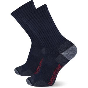 Wolverine Men’s Safety Toe Work Boot Crew Socks (2-Pack)(Navy)